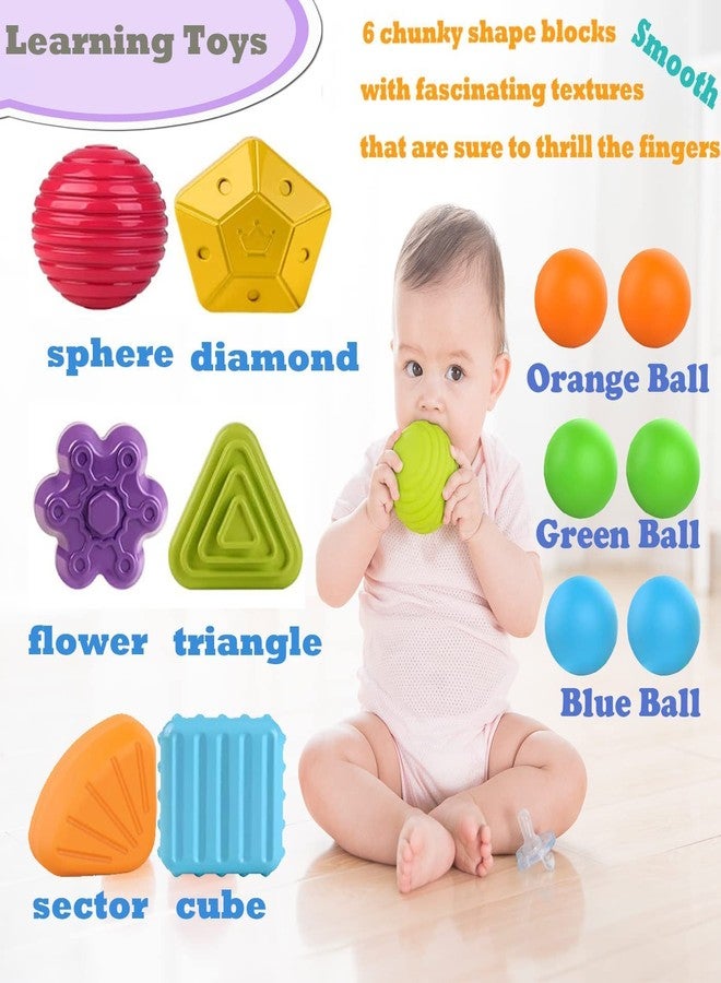 GoldiMec Baby Shape Sorting Toy, Montessori Sensory Toys with Blocks Colorful Cube and Alphabets, Shape Sorting Toy with Elastic Bands Fine Motor Skill Toy, Preschool Learning Toys (9 Pieces) - Image 3